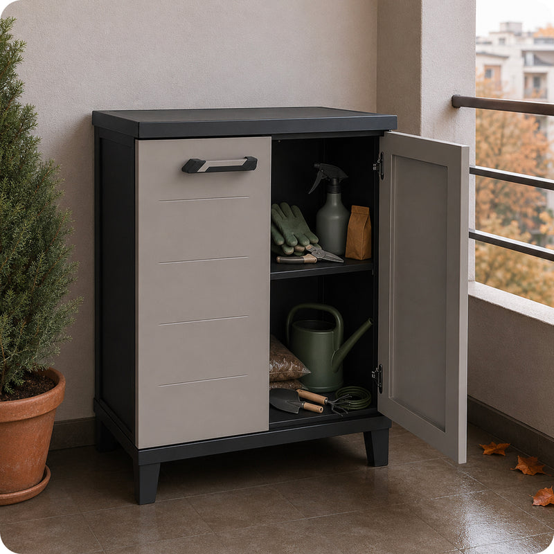 Unterschrank Prime aus feuchtigkeitsbeständigem Kunststoff, 66x40x88 cm für schmale Räume