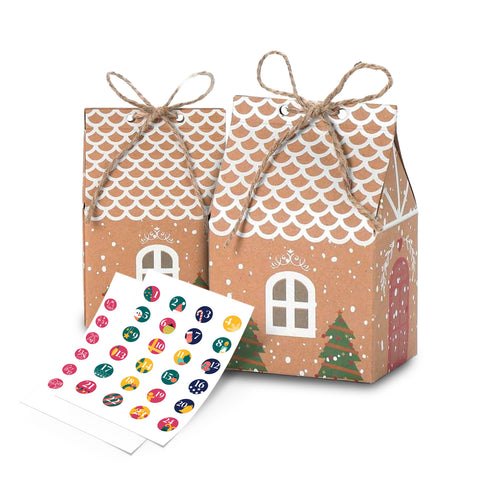 Adventskalender – Baumversion mit Schubladen oder Häuschen mit Aufklebern