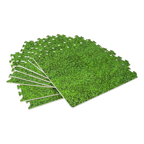 Modulare Matte 8-teilig 50x50 cm - Antirutsch-Rasen-Effekt-Teppich für Kinder