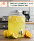Dispenser Bevande in Vetro 8L con Rubinetto in Alluminio