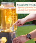 Dispenser Bevande in Vetro 8L con Rubinetto in Alluminio