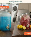 Dispenser Bevande in Vetro 8L con Rubinetto in Alluminio