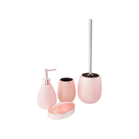 4-teiliges Badaccessoire-Set aus Keramik, Roségold