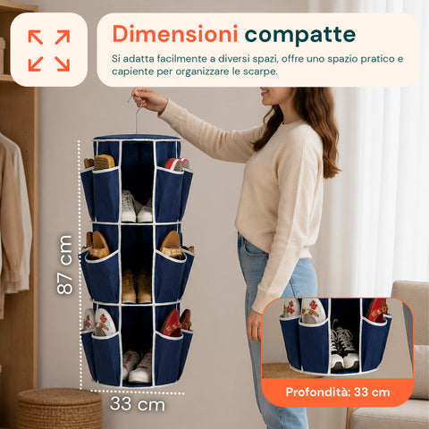 Porta Scarpe Rotondo Appendiabiti 3 Piani