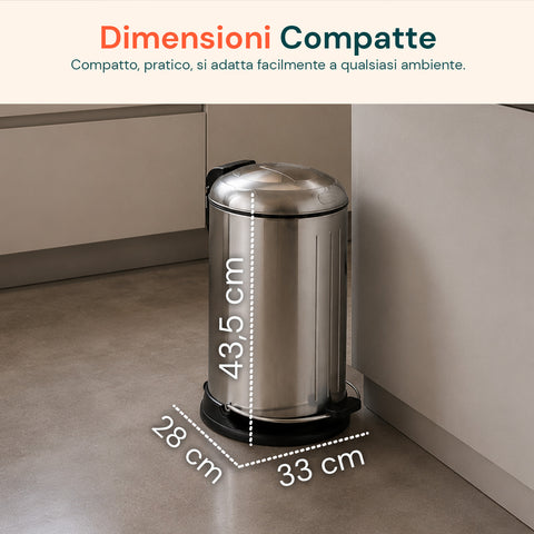 Pattumiera Easy Close Lagun Inox 12l