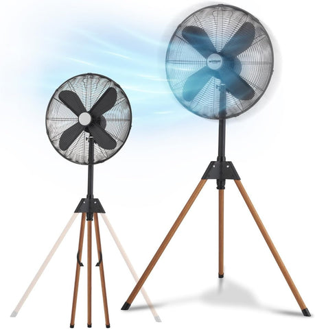 Ventilator 50W, 40 cm Rotorblätter, zusammenklappbares Stativ in Holzoptik – Modernes Design
