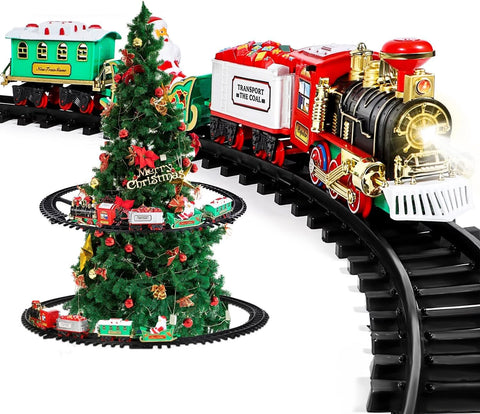 Animierte elektrische Weihnachtseisenbahn mit Lichtern und Geräuschen für den Weihnachtsbaum