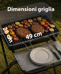 Barbecue Pieghevole in Acciaio Smaltato Nero con Ruote 60x80x84cm