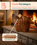 Cesto in Legno per Legna da Camino – Fodera in Juta e Maniglie Resistenti