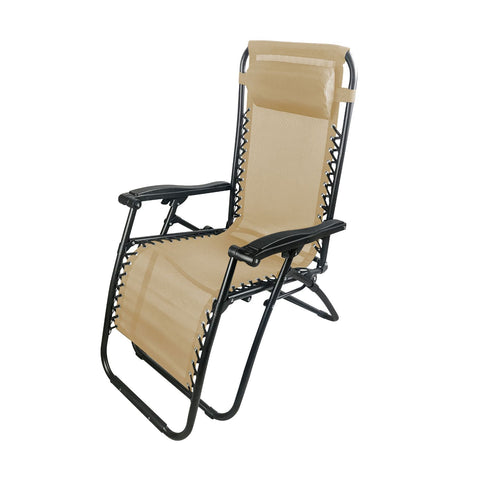 Liegestuhl Siesta, mehrfach verstellbar, Beige, Gestell Schwarz lackierter Stahl, Textilene