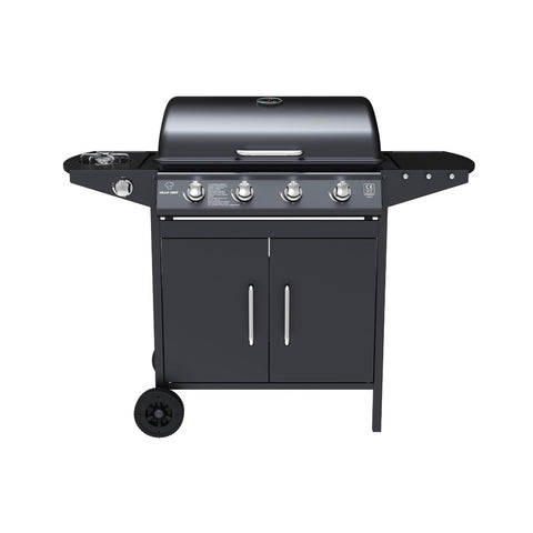 Gasgrill 4+1 Brenner Martin aus schwarzem Edelstahl mit Rollen