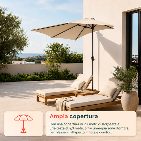 Ombrellone Parete Mezzaluna 2,7x2,3m in Alluminio e Poliestere