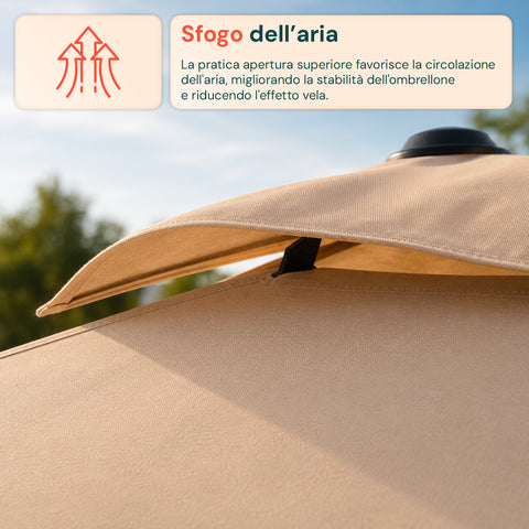 Ombrellone Parete Mezzaluna 2,7x2,3m in Alluminio e Poliestere