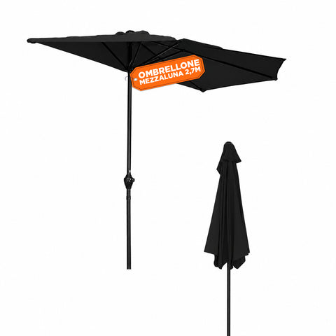 Wand-Sonnenschirm Halbrund 2,7m Anthrazit mit Aluminiumstange