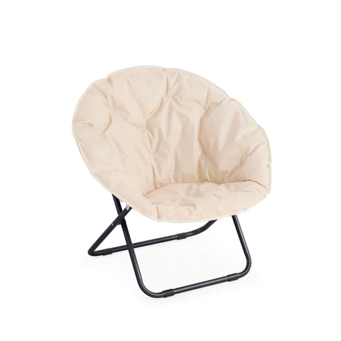 Sessel Moon Beige aus anthrazitfarbenem Stahl mit Polyesterbezug