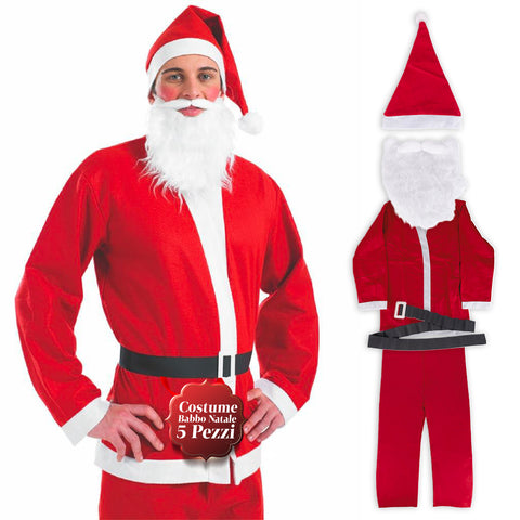 Weihnachtsmannkostüm Komplett – Mütze, Bart, Jacke und Hose
