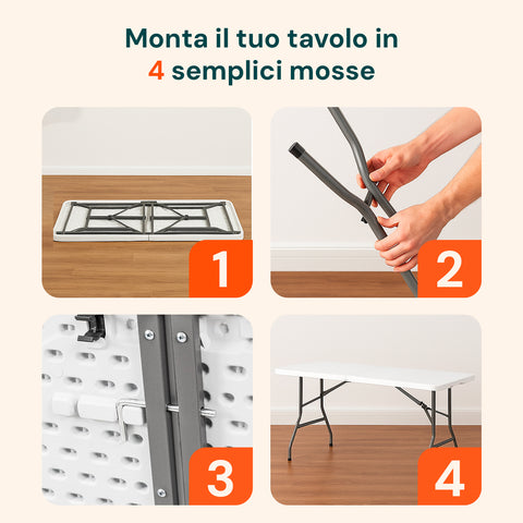 Tavolo Pieghevole Richiudibile a Valigetta Portatile in Resina PP