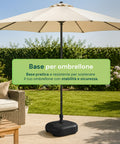 Base per Ombrellone da Giardino 20L in PP – Supporto Riempibile con Acqua o Sabbia – Per Pali ø22-32mm e Ombrelloni fino a 2,2m – Dimensioni 44x44x14cm – Facile Montaggio e Pulizia
