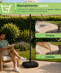 Base per Ombrellone da Giardino 20L in PP – Supporto Riempibile con Acqua o Sabbia – Per Pali ø22-32mm e Ombrelloni fino a 2,2m – Dimensioni 44x44x14cm – Facile Montaggio e Pulizia