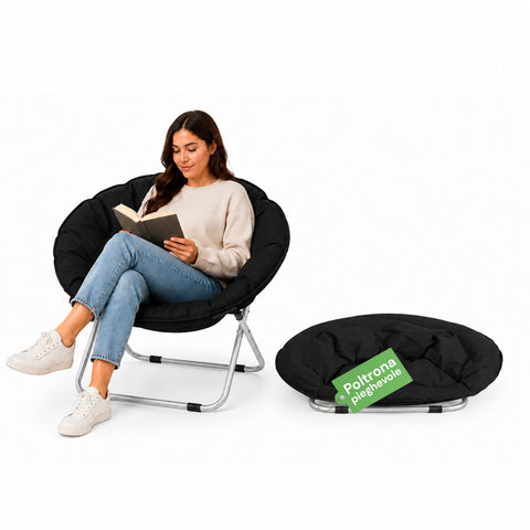 Gepolsterter Klappstuhl aus Stahl und Oxford-Gewebe – Maße 80x36x80cm