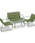 Set Lounge da Esterno 4 Pezzi – Salotto da Giardino con 2 Sedie, Divanetto e Tavolino – Struttura in Ferro e Seduta in Textilene – Portata 240kg/120kg