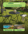 Set Tavolo e 2 Sedie Richiudibili in Ferro da Giardino – Tavolo Rotondo ø 60cm e 2 Sedie Salvaspazio – Portata 150kg/100kg