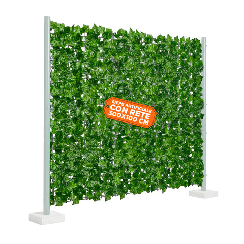 Künstliche Hecke (1x3m) Sicht- und Windschutz für Zäune und Balkone