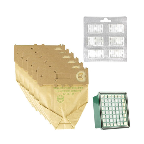 Ersatzteil-Set VK130 VK131 – 12 Staubsaugerbeutel, 2 Filter, 20 Duftsticks