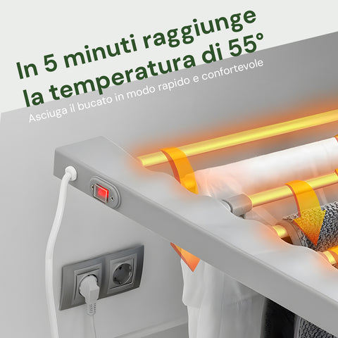 Stendibiancheria Riscaldato in Alluminio – 8 Barre e Design Pieghevole