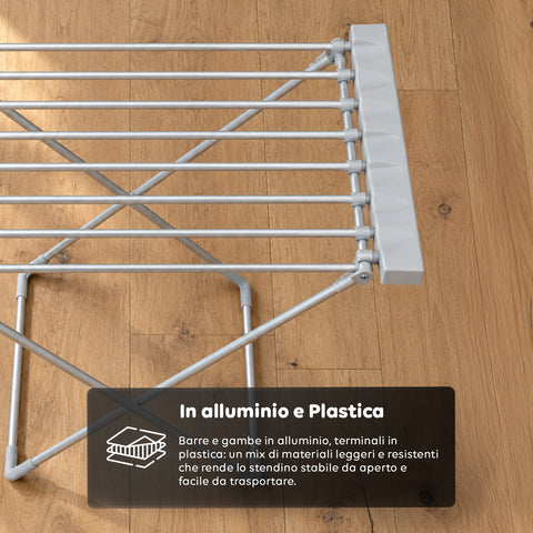 Beheizbarer Aluminium-Wäscheständer – 8 Stangen und faltbares Design