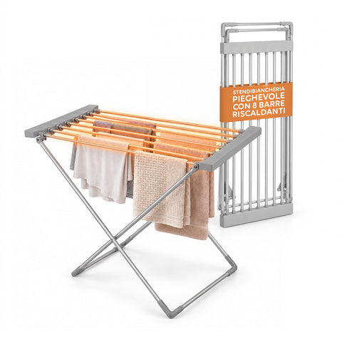 Beheizbarer Aluminium-Wäscheständer – 8 Stangen und faltbares Design