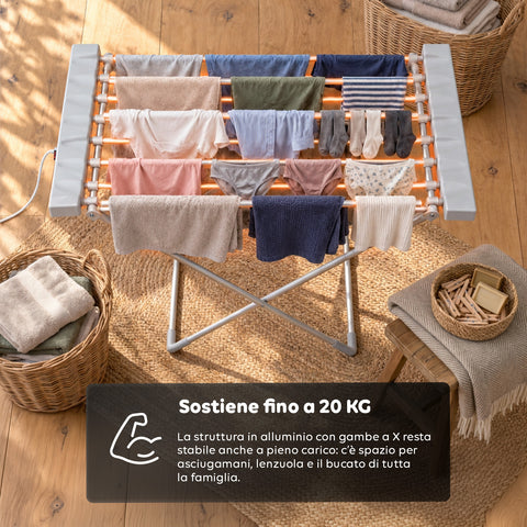 Beheizbarer Aluminium-Wäscheständer – 8 Stangen und faltbares Design