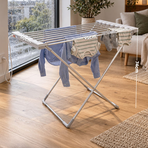 Beheizbarer Aluminium-Wäscheständer – 8 Stangen und faltbares Design
