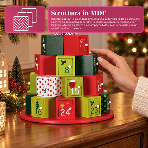 Adventskalender – Baumversion mit Schubladen oder Häuschen mit Aufklebern