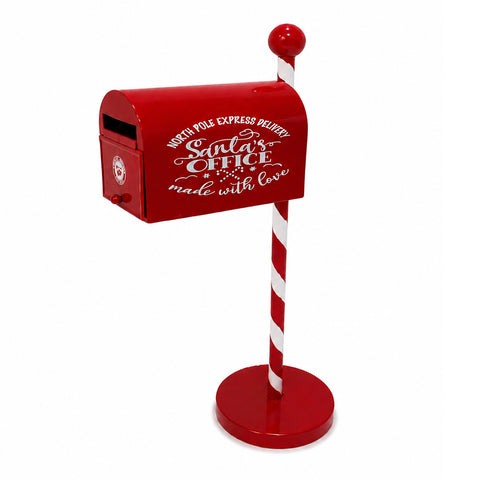 Roter und weißer Weihnachtsbriefkasten H50 cm im amerikanischen Stil