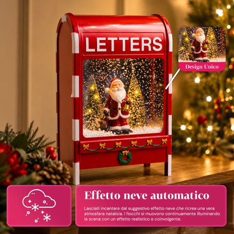 Weihnachtsbriefkasten mit Weihnachtsmann – LED, Musik und Schneeeffekt