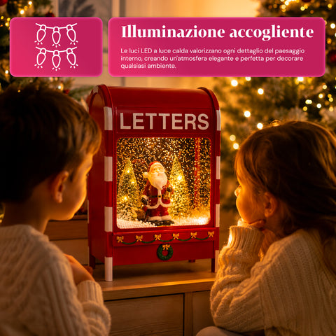 Weihnachtsbriefkasten mit Weihnachtsmann – LED, Musik und Schneeeffekt