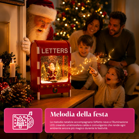 Weihnachtsbriefkasten mit Weihnachtsmann – LED, Musik und Schneeeffekt