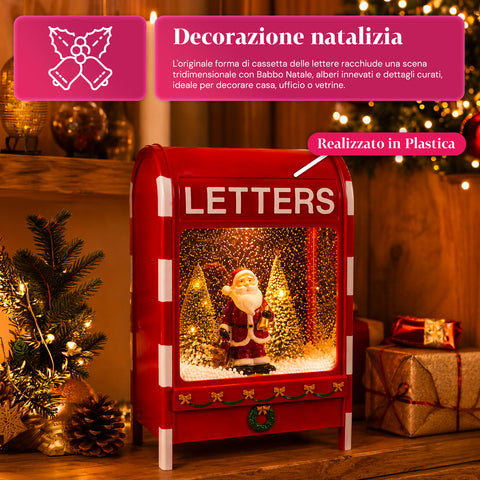 Weihnachtsbriefkasten mit Weihnachtsmann – LED, Musik und Schneeeffekt