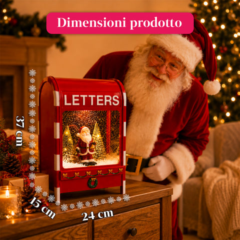 Weihnachtsbriefkasten mit Weihnachtsmann – LED, Musik und Schneeeffekt