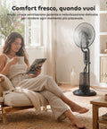 Ventilatore A Piantana Con Nebulizzatore 75W - 3 Velocità e Telecomando