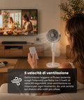 Ventilatore a Piantana Ricaricabile – 3 Altezze, Telecomando e Aromaterapia