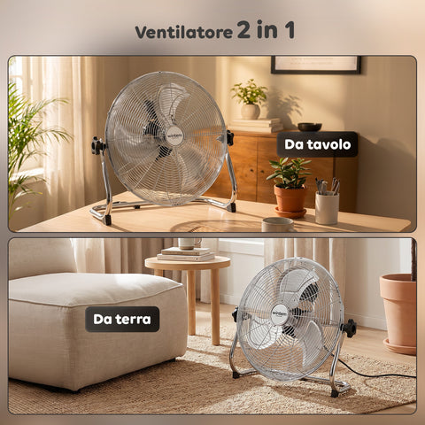 Ventilatore da Terra ø 40cm – Inclinabile, Potenza 65W e Pale in Metallo