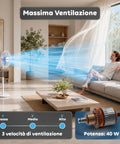 Ventilatore a Piantana 40W con 7 Pale in PP, 3 Velocità, Altezza Regolabile 80-100cm – Oscillazione Orizzontale 60° e Inclinazione 45°