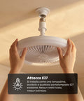 Ventilatore da Soffitto con Luce LED 10W Dimmerabile – 3 Velocità, Timer 4h e Telecomando – Diametro 25cm, Attacco E27, Potenza 55W – Luce Calda, Naturale e Fredda – Silenzioso