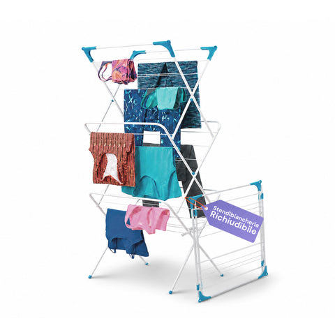 Wäscheständer aus Stahl 61x44x138cm – vertikal, 4 Haken und klappbar