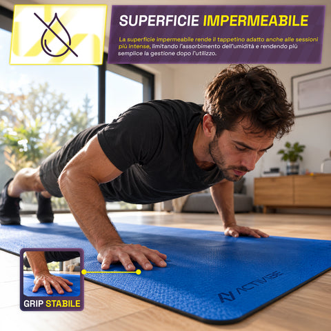 Rutschfeste Yogamatte aus 6 mm TPE, beidseitig verwendbar, mit Schultergurt