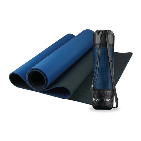 Rutschfeste Yogamatte aus 6 mm TPE, beidseitig verwendbar, mit Schultergurt