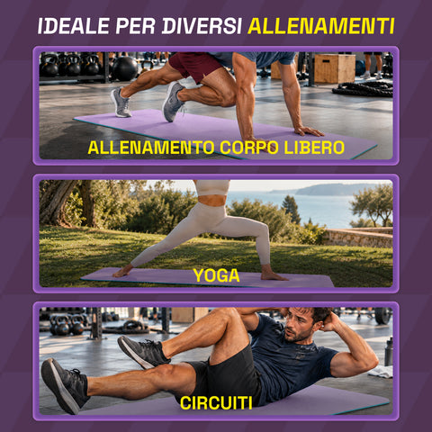 Rutschfeste Yogamatte aus 6 mm TPE, beidseitig verwendbar, mit Schultergurt