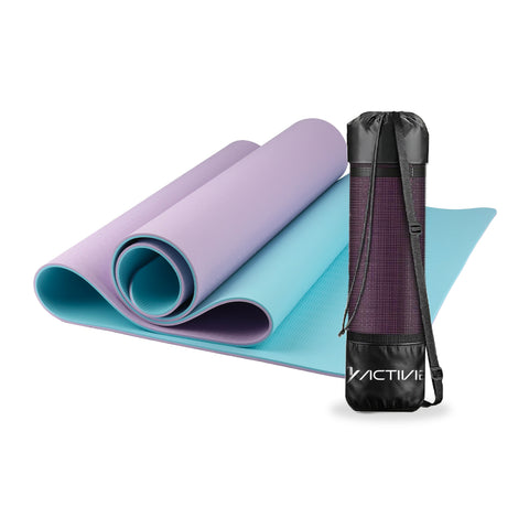 Rutschfeste Yogamatte aus 6 mm TPE, beidseitig verwendbar, mit Schultergurt
